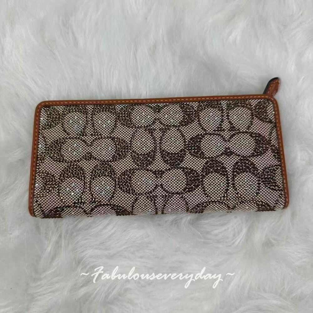Coach Essential Slim Wallet In Crystal Signature Jacquard/Silver/Burnished CCC97